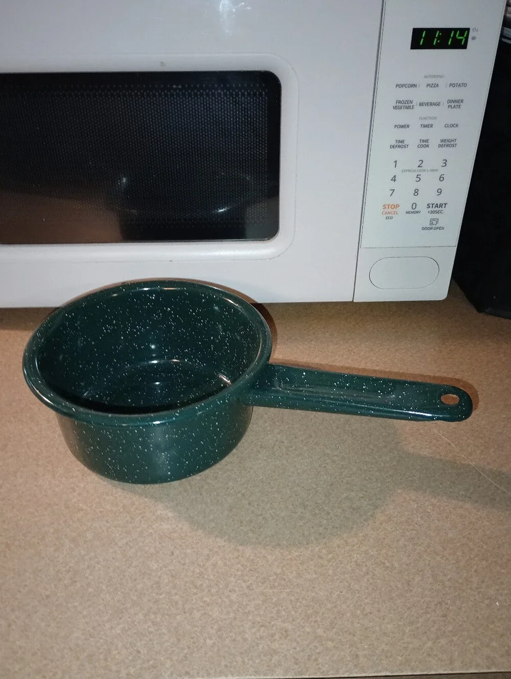 Large Lot Of Cinsa Green Speckled Enamel Camping Cookware